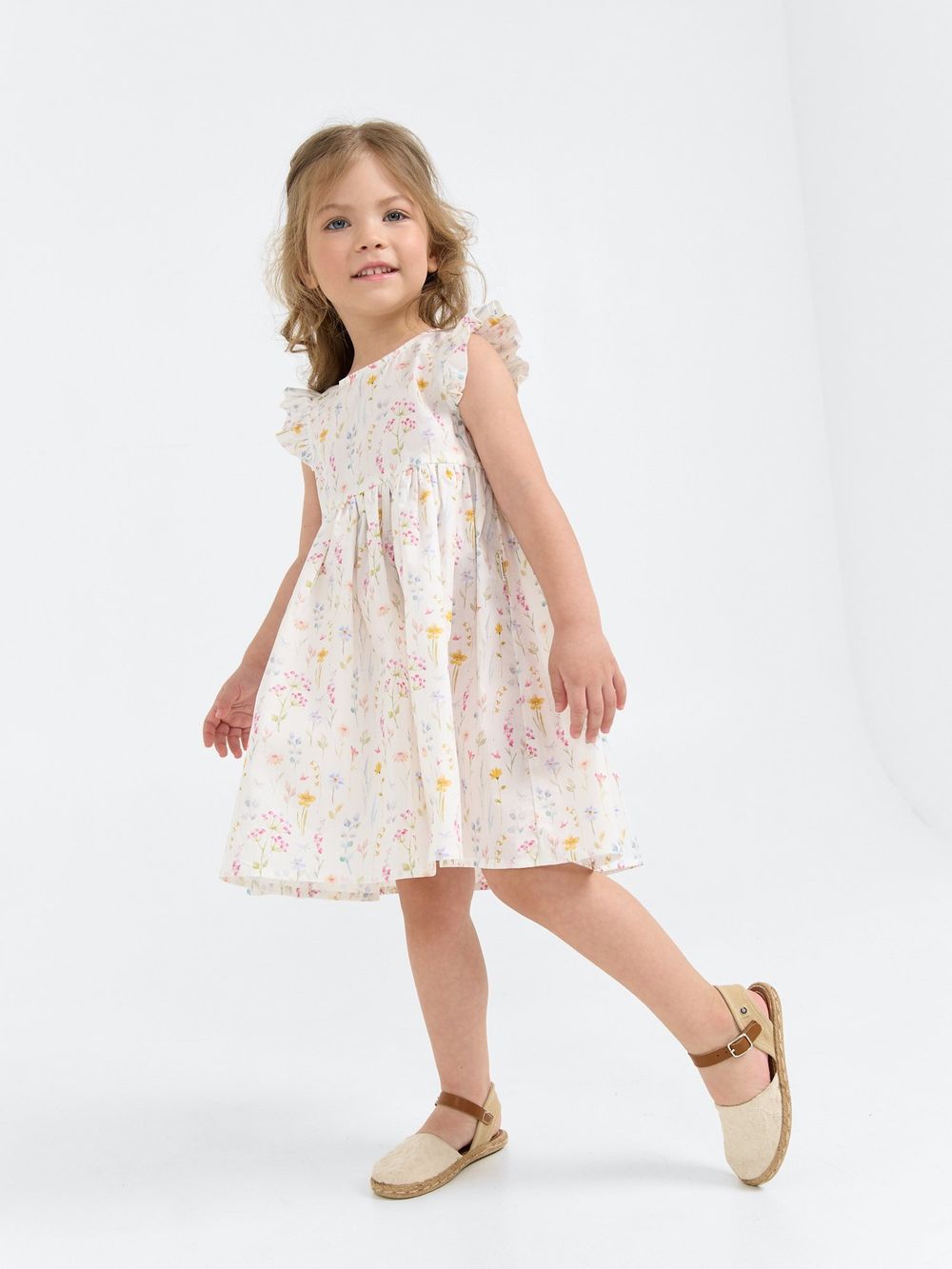 Платье хлопковое "Акварельные цветы"