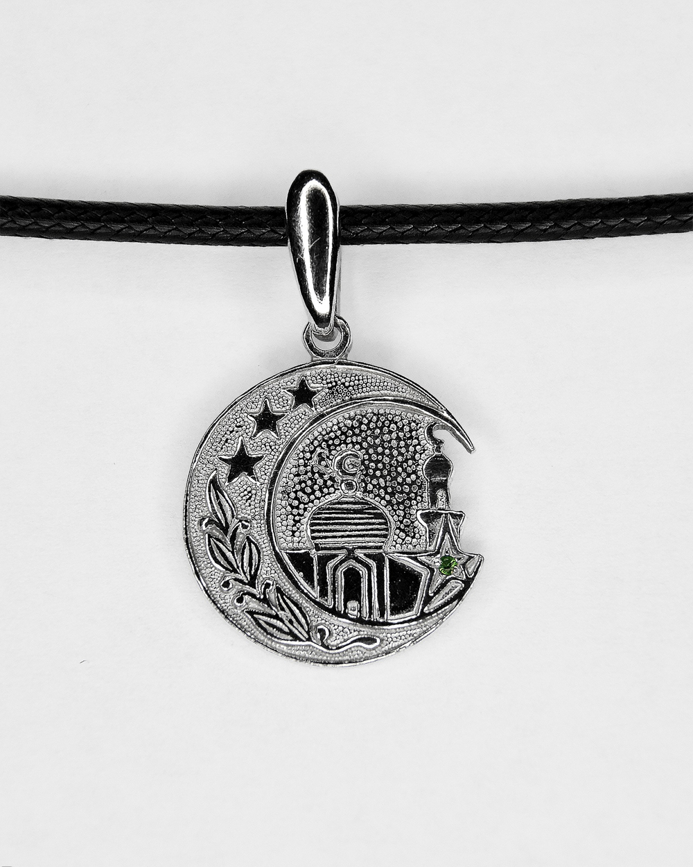 Silver Moon Подвеска мусульманская серебряная родированная, диаметр 18 мм