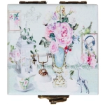 Шкатулка деревянная с зеркалом «МАРЦИПАН», пудровые пионы, 6.5*6.5*4.5см (в коробке)