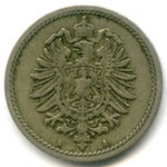 5 пфеннигов 1889 A Германия М-н VF-XF