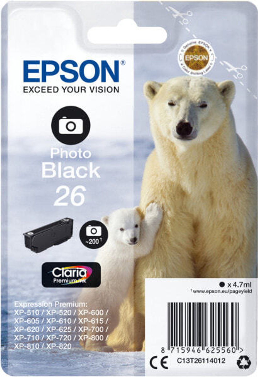 Epson Polar bear C13T26114022 струйный картридж Подлинный Фото черный 1 шт