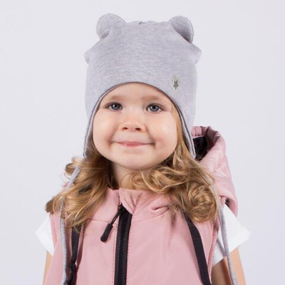 Шапка для девочек серый/звёздочка, р-р 42-46 5188927