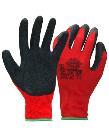 Перчатки "НейпЛат" (нейлон с латексом, цвет красный с черным)