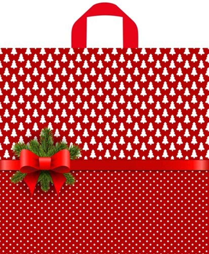 Новогодние пакеты &quot;Елочки-горошки&quot; 44х42+6см 70мкм (50/300шт)