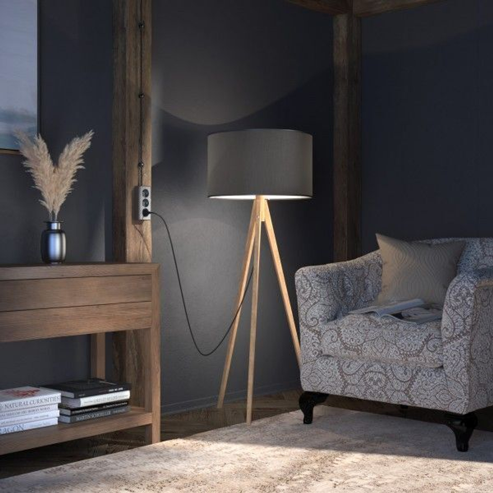 Розетка тройная с заземлением и шторками Gallant (графит рифленый)