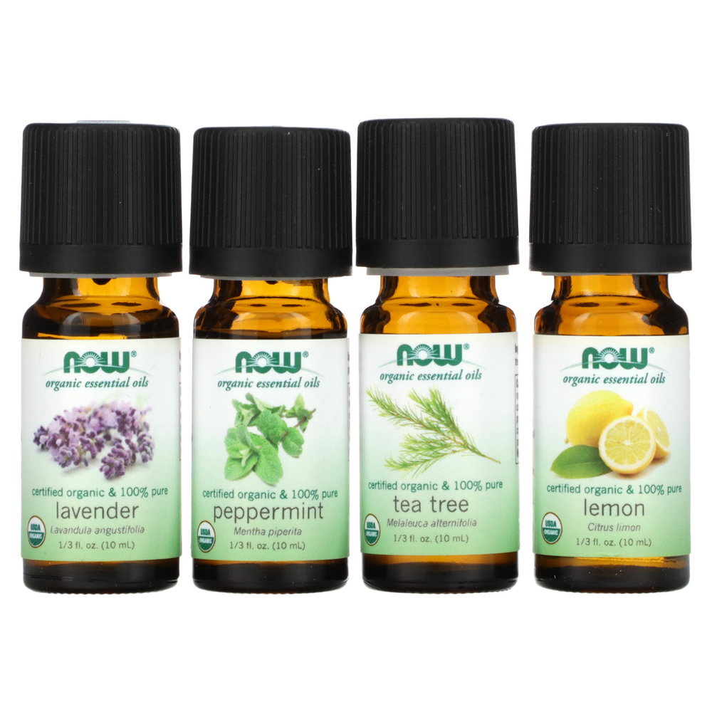 NOW Foods, Let It Be Organically, набор органических эфирных масел, 4 флакона по 10 мл (1/3 жидк. Унции)