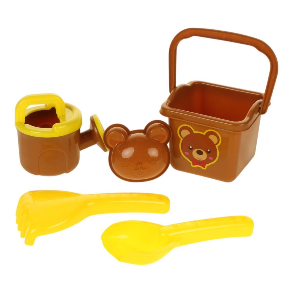 Набор для игры в песок (5педм.) ведерко,совок,граб,лейка,форм,сет.JX705B