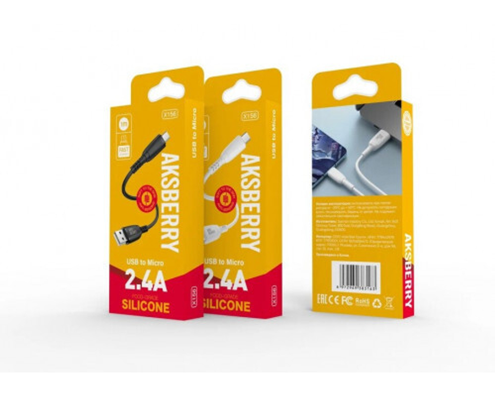 шнур Aksberry X156 microUSB 2,4A 1m