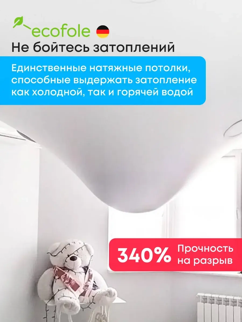 Матовый натяжной потолок 2.6 м2