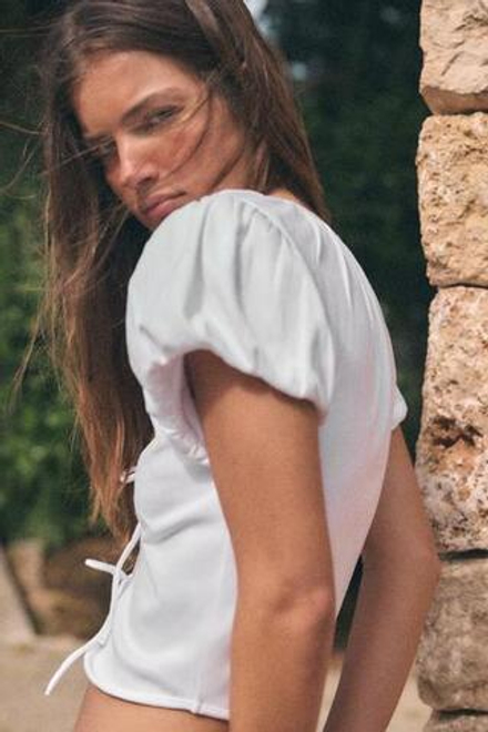 ZARA КРОП-ТОП С БАНТАМИ, БЕЛЫЙ