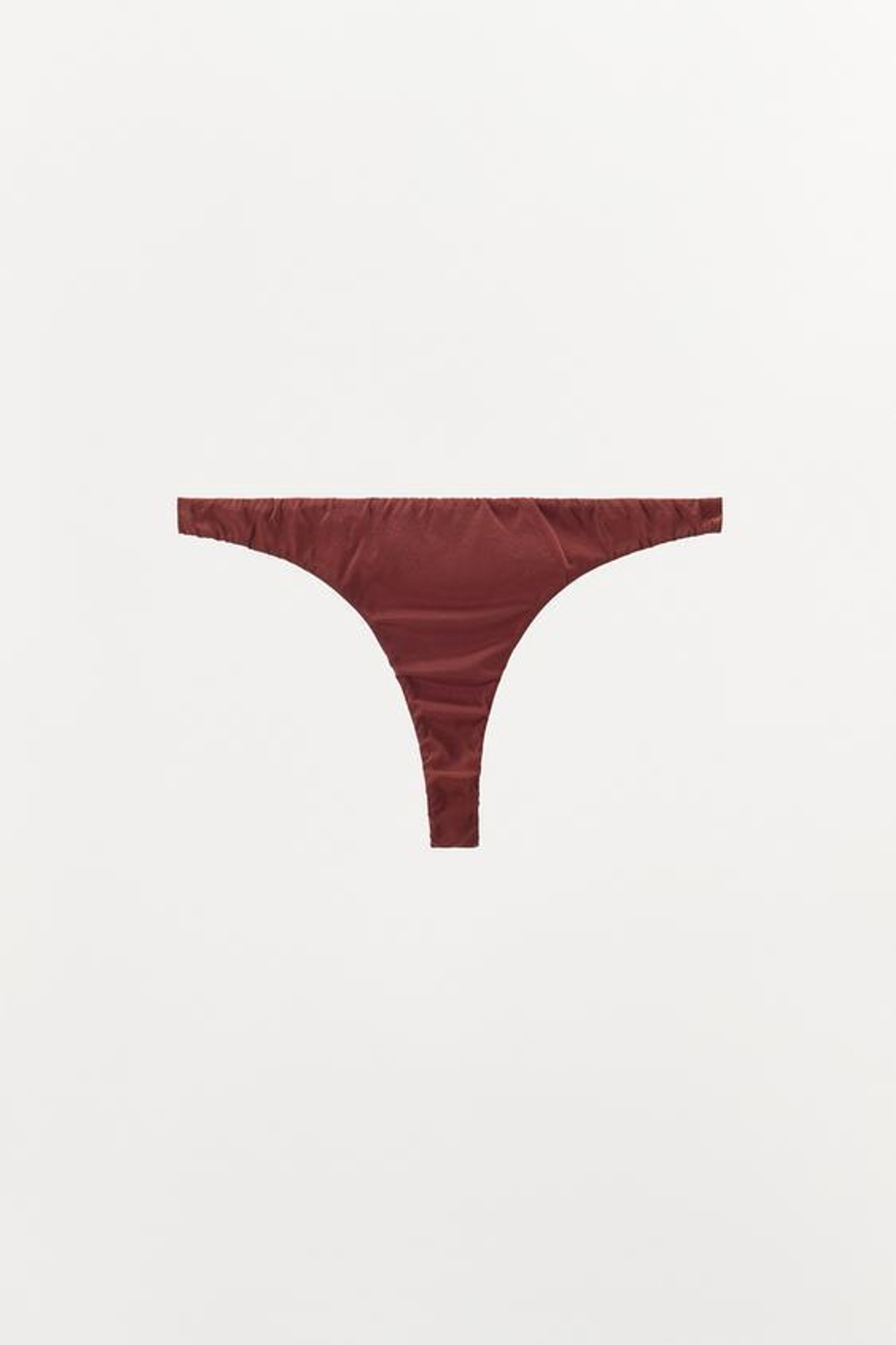 ZARA ТРУСЫ-ТАНГА С ШЕЛКОМ, ГРАНАТОВЫЙ