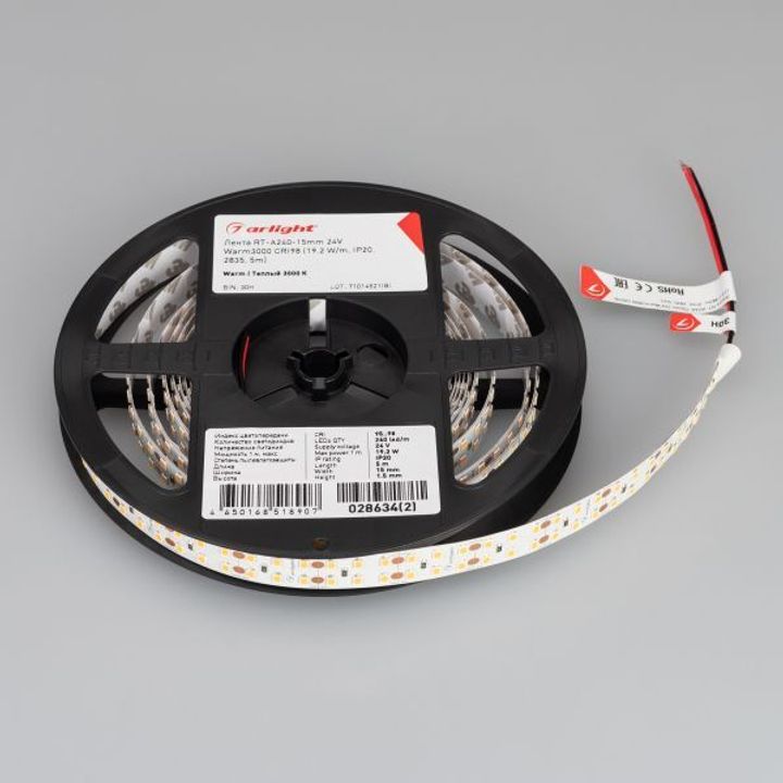 Светодиодная лента Arlight 19,2W/m 240LED/m 2835SMD теплый белый 5M 028634(2)