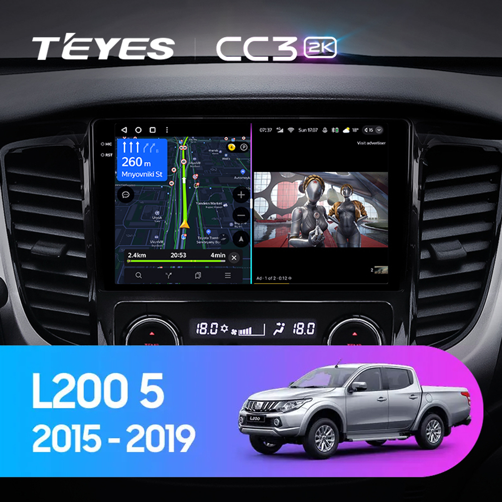 Teyes CC3 2K 9"для Mitsubishi L200 2015-2019