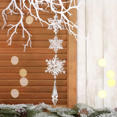 Подвеска «Волшебная снежинки» 32 см, Прозрачный
