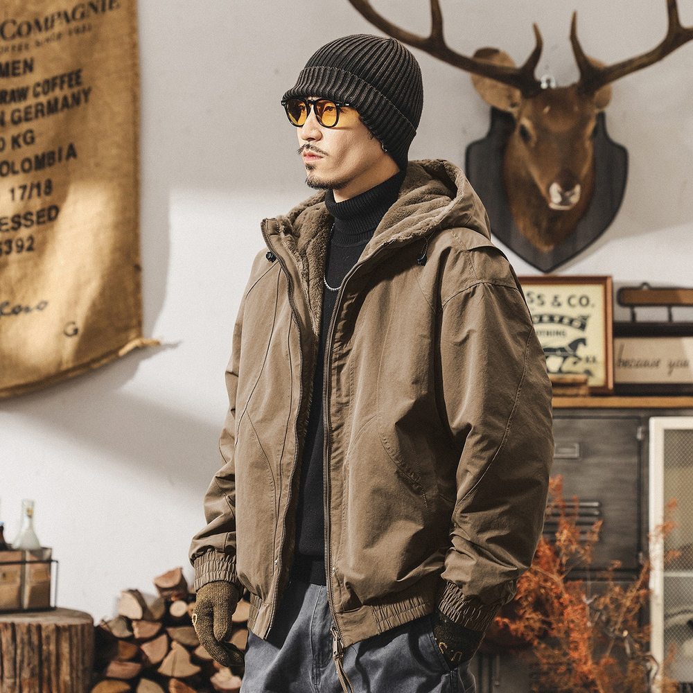 Двусторонняя мужская куртка из искусственного норкового меха, зимнее толстое хлопковое пальто, хлопковая куртка в американском ретро-стиле.