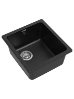 RIVELATO Мойка BERKANA 35 1-чаш 415*455, монтаж: универсальный, материал: кварц, цвет черный