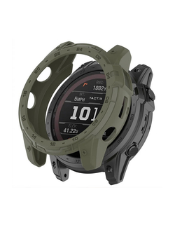 Защитный бампер чехол для часов Garmin Fenix 7X, Tactix 7 / 7 Pro, Enduro 2 материал TPU (Зеленый Хаки)