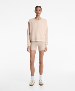 Oysho Толстовка на молнии из хлопка и модала, песочный