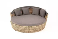 "Стильяно" плетеная кровать круглая, цвет соломенный