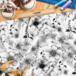 Ткань премиум шифон приглушенная цветочная фантазия