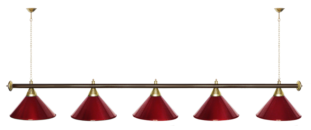 Лампа STARTBILLIARDS 5 пл. (плафоны зеленые,штанга зеленая,фурнитура золото)