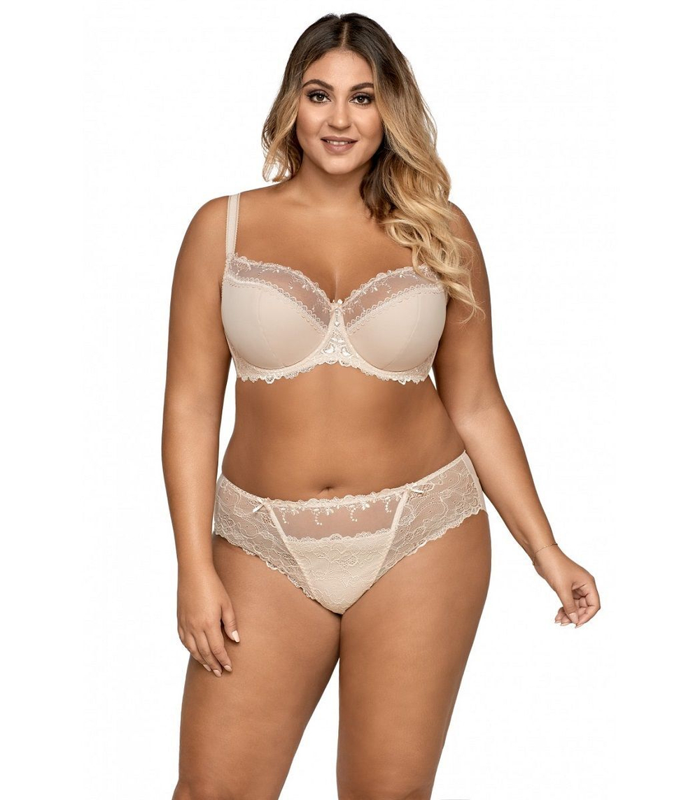 Бюстгальтер plus size с полусшивными чашками с изысканным кружевом (Размер: 95F) (Цвет: черный)