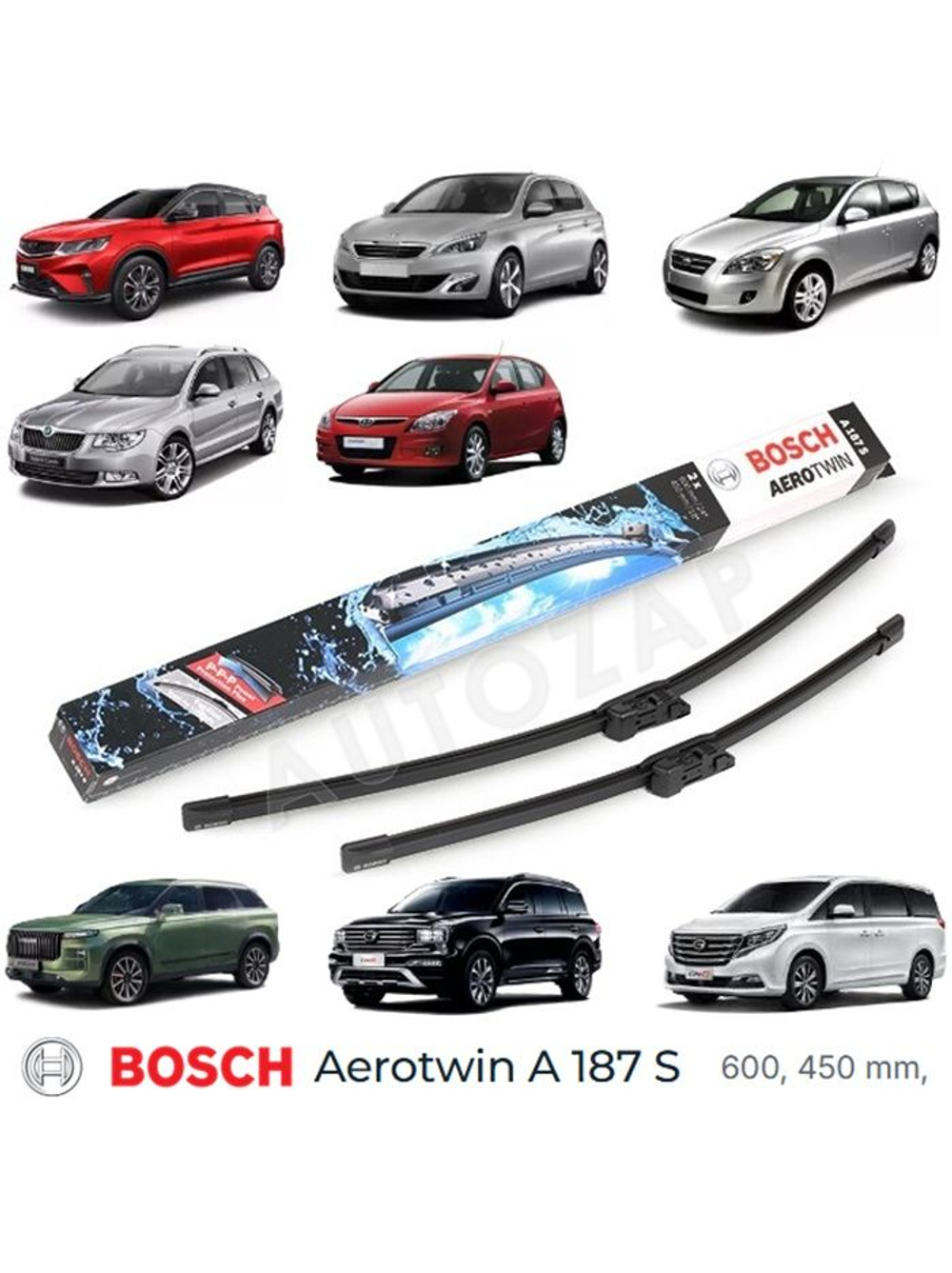 Щетки стеклоочистителя BOSCH для VW Caddy 3,4, Touran / Skoda Superb / Geely Coolray / Hyundai i30 / Kia Ceed / Peugeot 308
