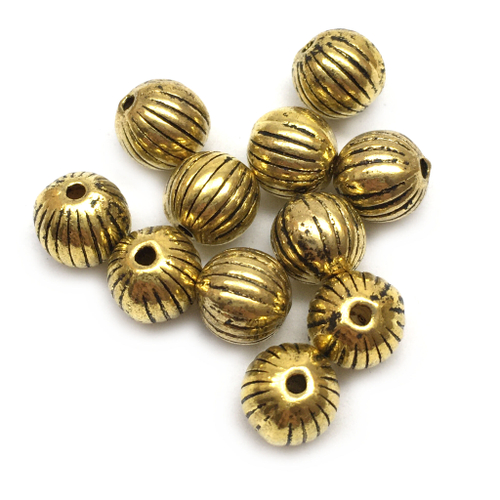 Бусины металлические 8 мм, под золото