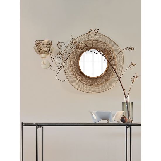 Зеркало настенное vinger, D79 см, бежевое/золотое