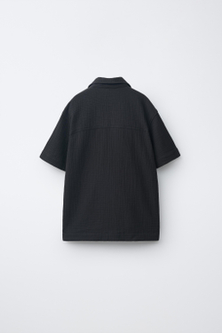 ZARA РУБАШКА ИЗ РЕЛЬЕФНОЙ ТКАНИ, ЧЕРНЫЙ