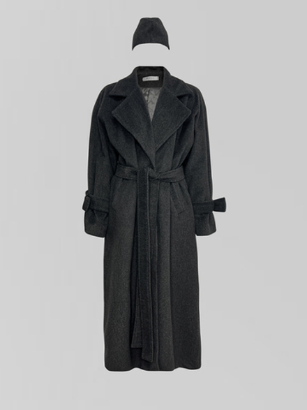 Пальто Agdali Brand длинное однотонное на две пуговицы с завязками на рукавах