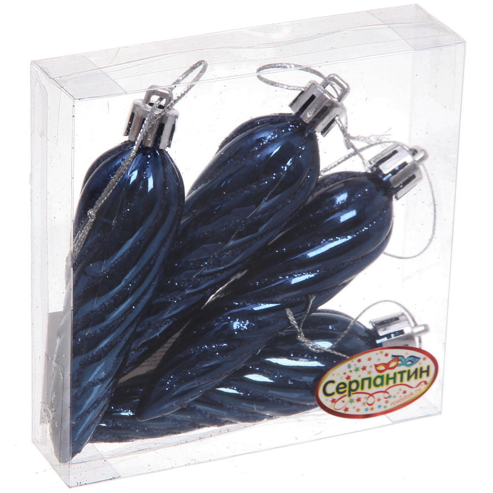 Ёлочные игрушки «Сосулька спиралька» 8,5см (набор 4шт), сапфир