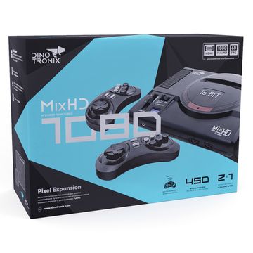 Игровая приставка Dinotronix MixHD 1080 + 450 игр (модель: ZD-09, Серия: ZD, MD1 case, FullHD 1080, HDMI кабель, 2 беспроводных джойстика)