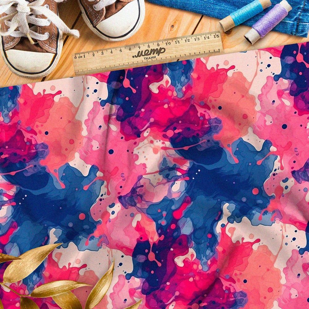 Ткань премиум бифлекс яркие хаотичные пятна