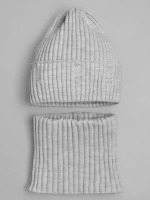 Шапка и снуд для девочки осенние серая