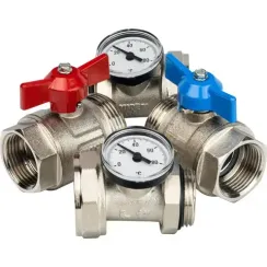 Комплект шаровых кранов STOUT с термометрами 1” 30329
