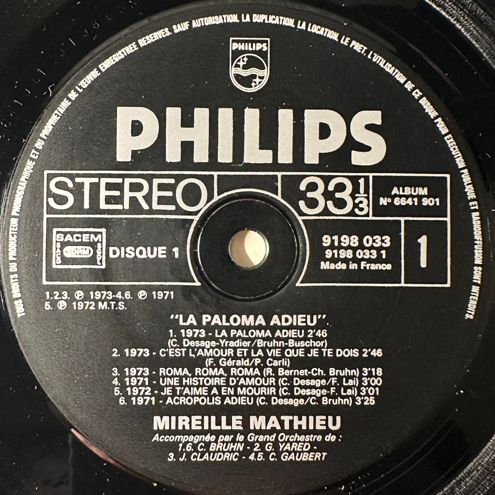 Mireille Mathieu ‎– La Paloma Adieu 2LP (Франция 1979г.)