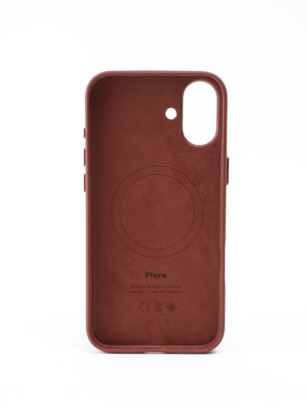 Кожаный чехол Leather Case на iPhone 16 Plus, Темно Коричневый