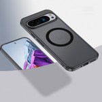 Чехол с Magsafe Google Pixel 9 Pro XL прозрачный матовый с черным бортом WLONS