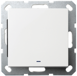 Выключатель одноклавишный со светодиодом 10A 250V~ с накладкой, цвет белый глянцевый