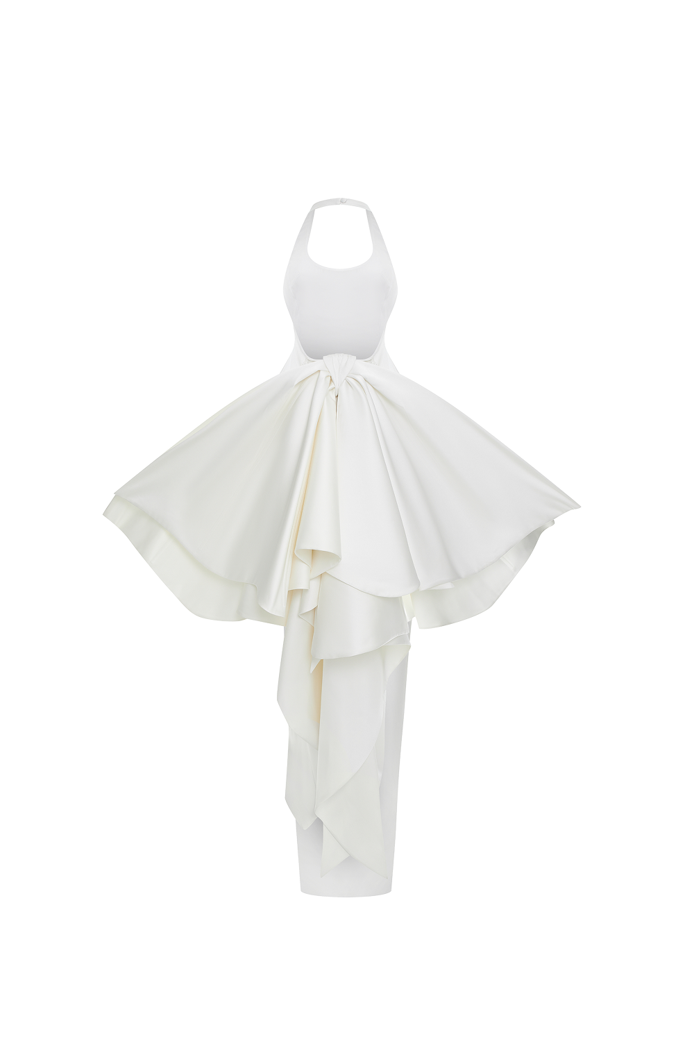 Платье макси из атласа со съемным шлейфом