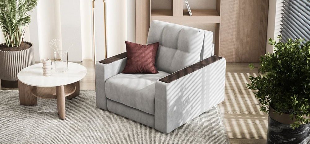 Босс кресло-кровать Велюр Монолит сталь