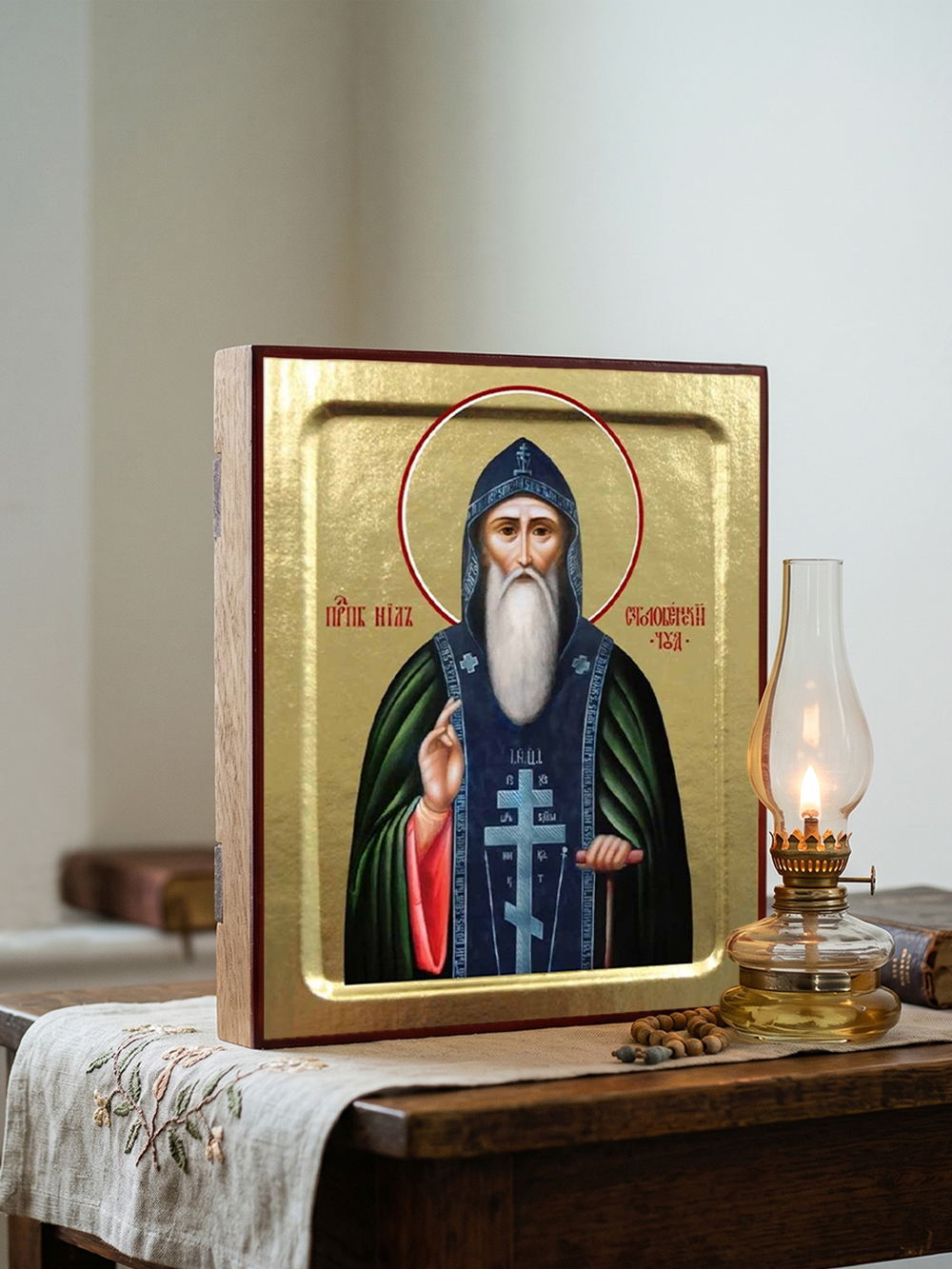 Икона Нила Столобенского, преподобного (поясная) на дереве: 125 х 160 (Синопсисъ)