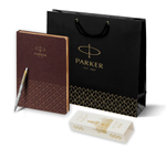 Подарочный набор: Шариковая ручка Parker Jotter Russia SE, цвет: St. Steel GT и Ежедневник  недатированный, коричневый