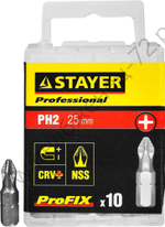 STAYER ProFix PH2 25 мм, 10 шт, Набор бит (26201-2-25-10)