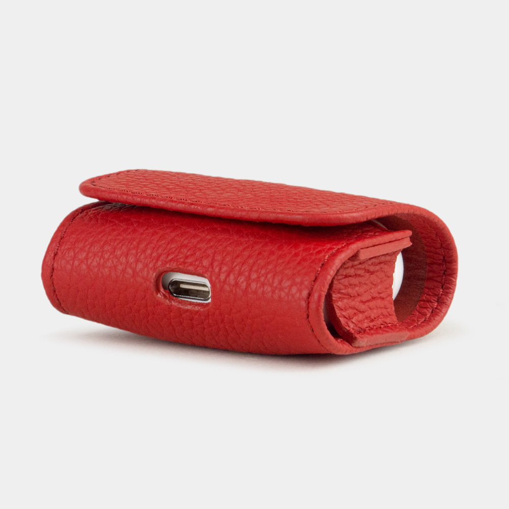 Чехол для наушников AirPods 3 из кожи теленка, красного цвета