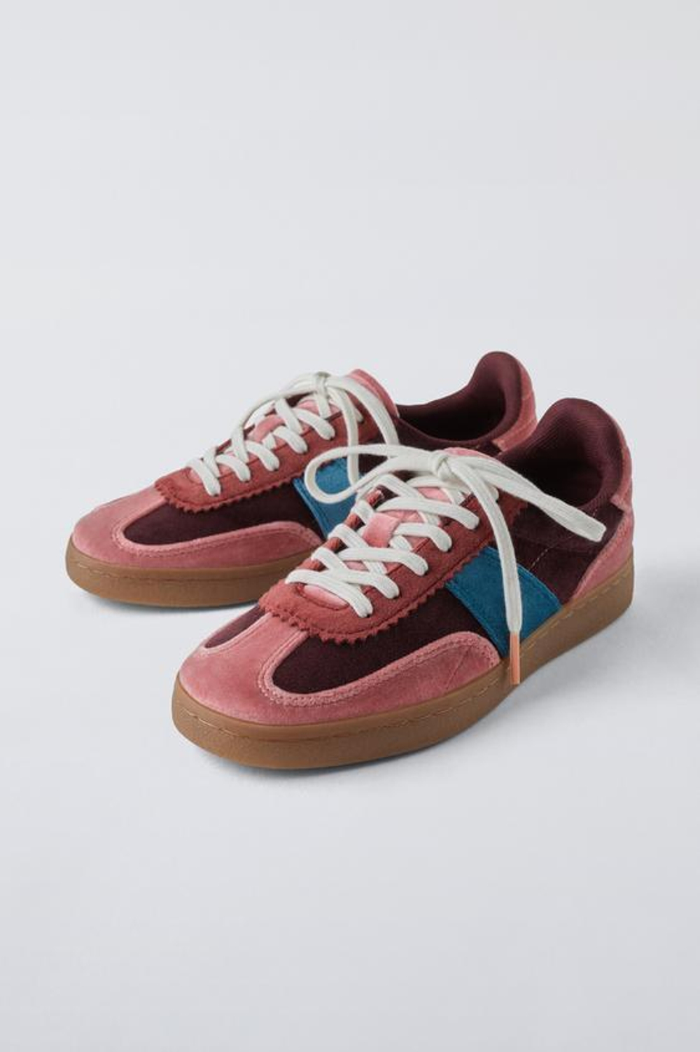 ZARA КРОССОВКИ ИЗ БАРХАТА, РОЗОВЫЙ