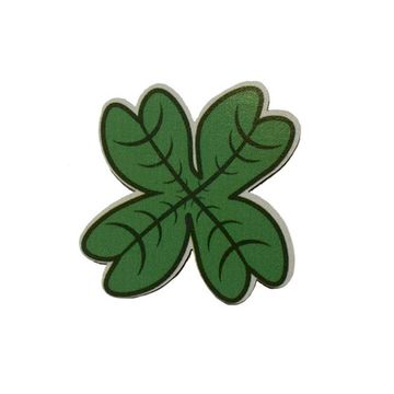 Значок деревянный (брошь)  Клевер. Fire Pin