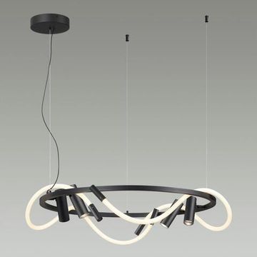 4391/55L HIGHTECH ODL24 261 черный/металл/канат Подвесной св-к с раздельн. вкл IP20 LED 50W 2020Лм 4000K CORDA