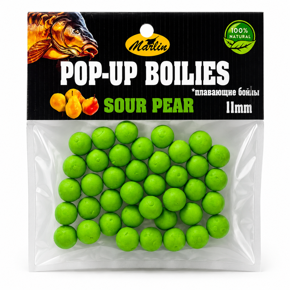 Бойлы Насадочные Плавающие "POP-UPS" в пакете №11 (20гр). Кислая груша